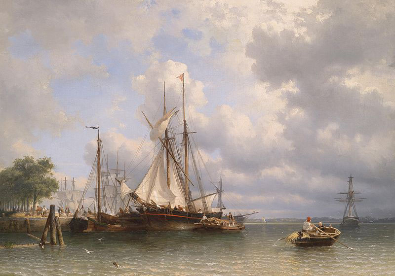 Sailing ships in the harbor